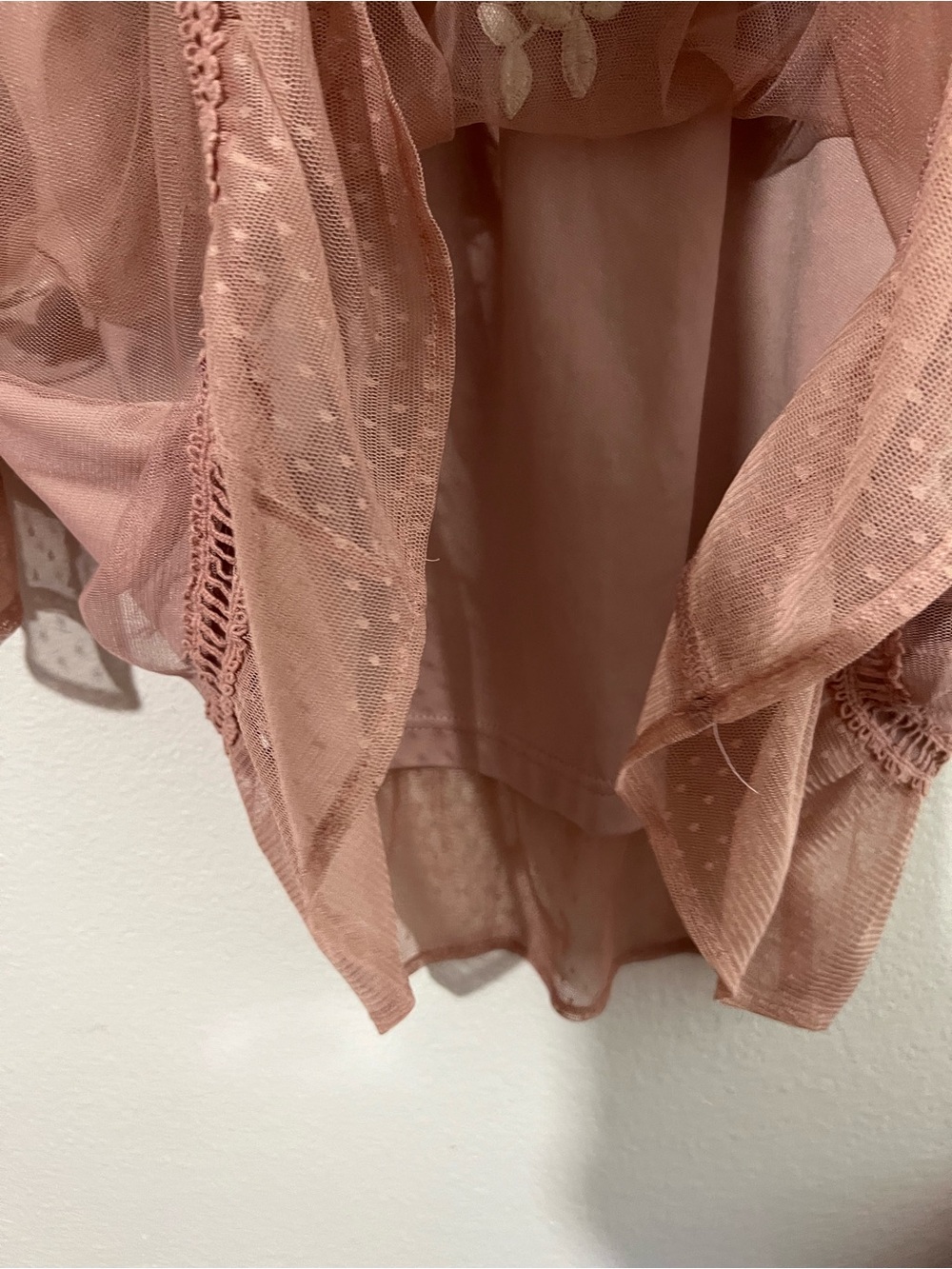 Suzanne Betro Dusty Rose Mesh Tunic with Ivory Floral Appliqué - Picture 4 of 13